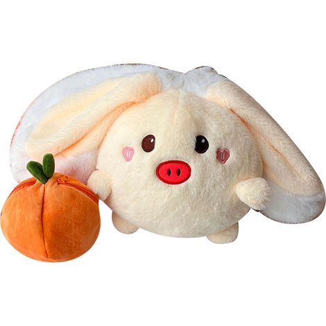 Peluche persimmon réversible doux 18cm, oreiller décoratif mignon pour lit maison, cochon en peluche 7,1 pouces (1/5)