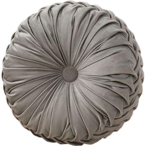 1 round grey chair cushion, 35 cm in diameter and 10 cm high. Washable seat cushion made of memory foam. (1/5)