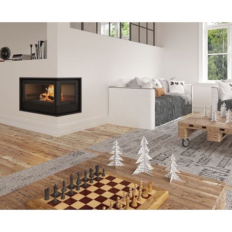 Inserto para chimenea con turbina acristalamiento frontal y lado derecho 11,5 kW HOLGUIN - Toma de aire exterior: SIN