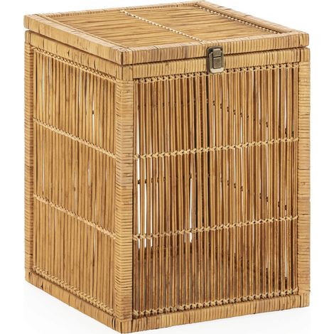 Panier naturel en bois d'épicéa bambou et rotin élégant - Naturel bois et rotin clair (1/3)