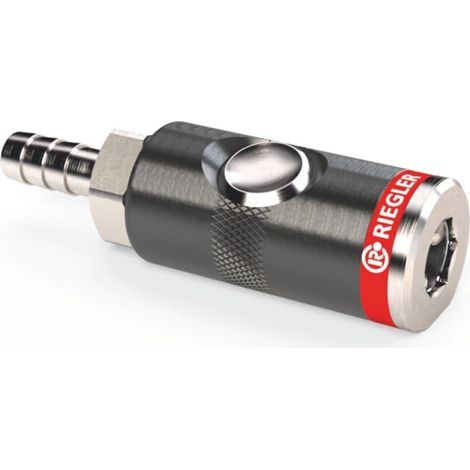 RIEGLER Raccord de sécurité avec raccord de tuyau, aluminium,-⌀ int raccord de tuyau: 6 mm