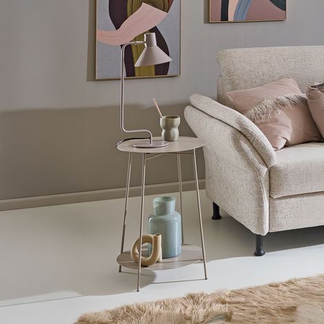 Table d'appoint ronde 45x60 cm en métal sable