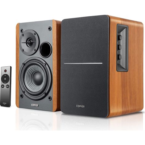 Enceintes de Bibliothèque Amplifiées - Moniteurs de Champ Proche Actifs Stéréo 2.0-Studio-42 Watts RMS avec Sortie de Ligne de Caisson de Basses-Boîtier en Bois (1/5)