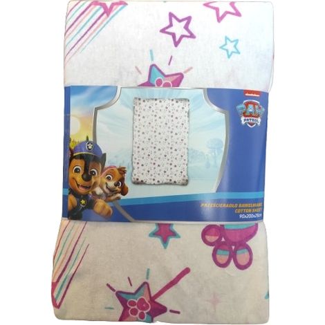 Sábana bajera infantil de PAW PATROL, 100% algodón, 90 x 200 cm.