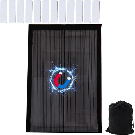 Moustiquaire Magnétique pour Porte Arrière Latérale 150x110 cm Moustiquaires en Maille Noire pour Camping Pêche Voyage et Pique Nique Extérieur (1/5)