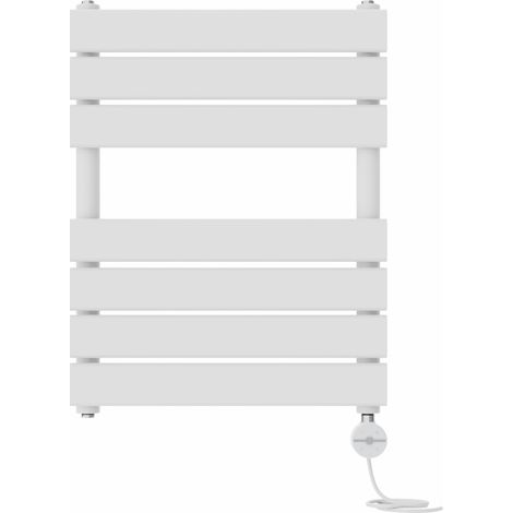 Prefilled Thermostatic Electric Flat Panel Heated Towel Rail Ladder Warmer Radiator White 650x500mm (1/5)
