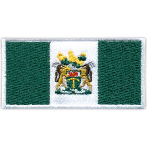 Aufnäher mit der Flagge Rhodesiens (1968–1979) – 6,6 cm – selbstklebende Rückseite – gestickter Aufnäher/Abzeichen/Emblem
