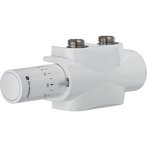 Conjunto termostático Multilux 4 para radiadores con conexión de dos puntos con cabezal termostático Halo blanco