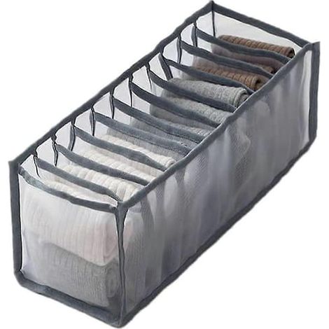 Underkläder BH Strumpor Organizer Förvaring, Tvättbar Vikbar Låda Klädorganisatör (Grå-11 Fack)