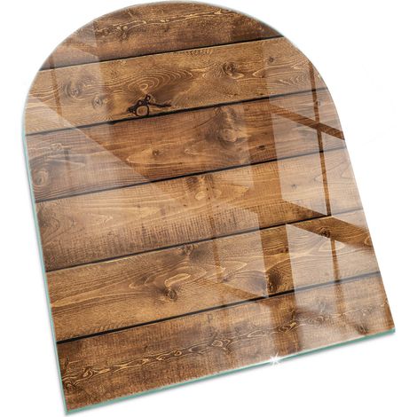 Kaminofen Glasplatte Funkenschutzplatte für Kamin Ofenglas Gehärtetem Kaminglas Funken und Kratzfest Holzbrett mit Maserung 80x70 cm