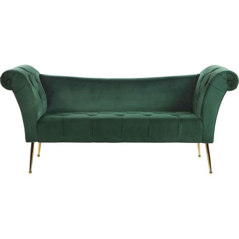 Chaiselongue NANTILLY Samtstoff Dunkelgrün