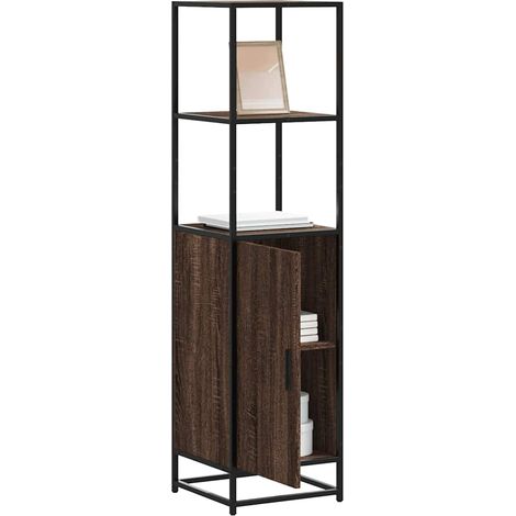 Highboard Braun Eichen-Optik 35,5x35x139cm Holzwerkstoff Metall