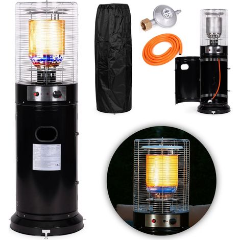 Chauffage de terrasse a gaz 11 kw avec tube en verre et couvercle