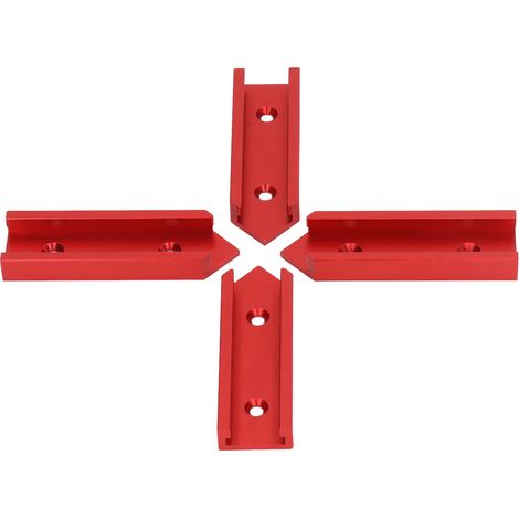 Lot de 4 connecteurs aluminium pour rail T, 100mm x 30mm, universel menuiserie, rouge (1/5)