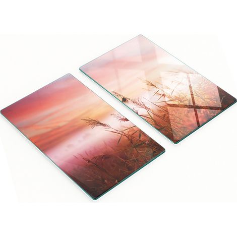 Tablas de vidrio decorativas multifuncionales para cocina, color Niebla Matutina, 2x30x52 cm.