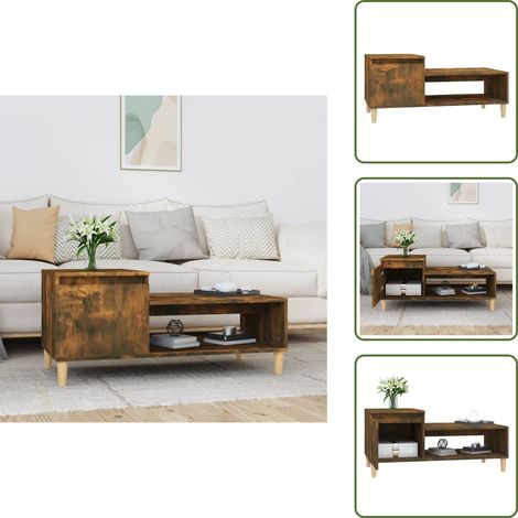Table basse Chêne fumé 100x50x45 cm Bois d'ingénierie - Table Basse - Meuble TV - Table D'appoint - Table Salon - Rangement Intérieur (1/5)