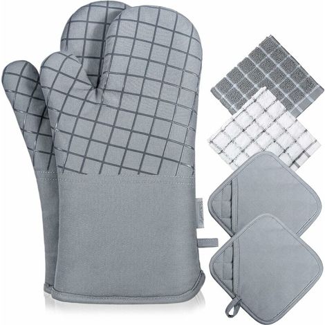 Ensembles de gants de four et de maniques : gants de four résistants à la chaleur élevée jusqu'à 550 °F.- (1/4)