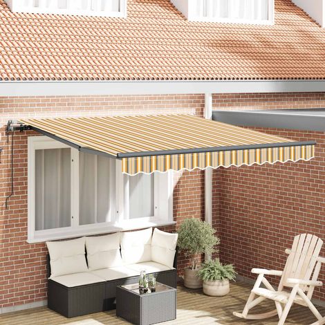 Einziehbare Markise Mehrfarbig 350 x 250 cm Stoff und Aluminium
