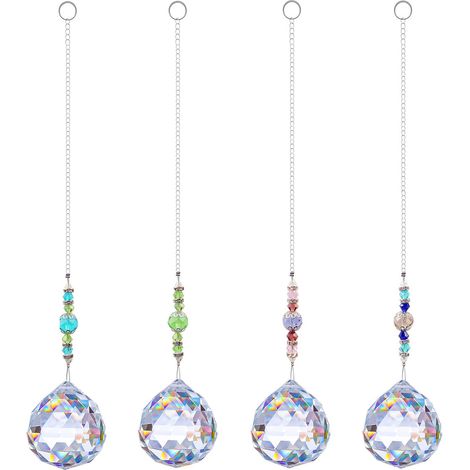 MINKUROW 4 Atrapasoles De Cristal, Colgantes De Prisma De Bola De Cristal Transparente De 30 Mm, Adorno Para Hacer Arcoíris De Cristal Para Ventana, Atrapasoles, Cristales Colgantes Para Ventanas, Jar (1/5)