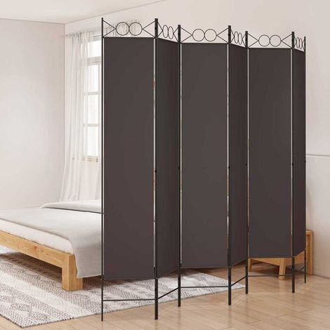 Paravent séparateur 6 panneaux pliable en tissu marron 240 x 220 cm - PANGIVO (1/5)