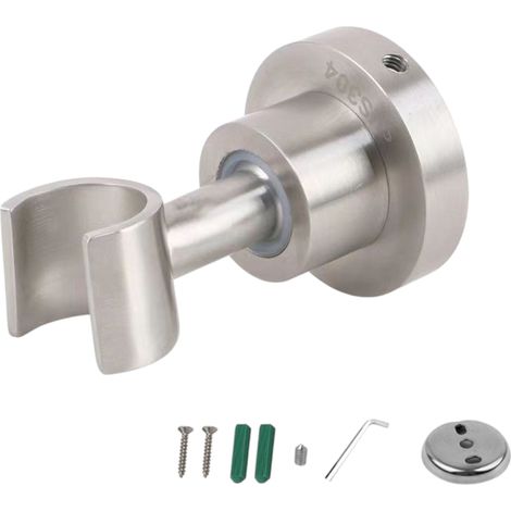 Support de pommeau de douche, en acier inoxydable, support de pommeau de douche rotatif et réglable (1/4)
