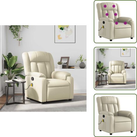 Simuli Fauteuil inclinable de massage Crème Similicuir - Fauteuil Inclinable ...