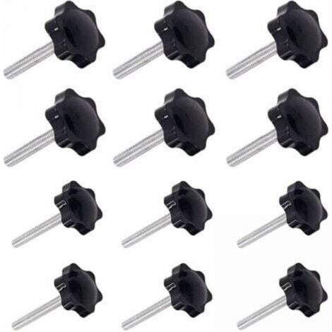 12 Pièces M6 (32 ) × 40mm et M8 (38 ) × 40mm Poignée de Serrage à Filetage Mâle Gripandles vis Boutons Poignées Bouton étoile (1/4)