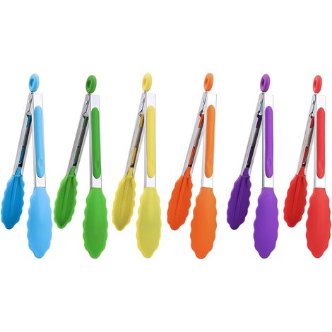 Mini pince de service en silicone 17,8 cm – Lot de 6 (1/5)