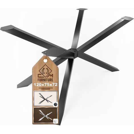 Patas de mesa CM Furniture Spider - Negras - Altura 72 cm - Patas para mesa de centro - Base de acero - 72 x 75 x 120 cm (alto x ancho x largo) - Patas para mesa de comedor, fácil montaje por una pers (1/5)