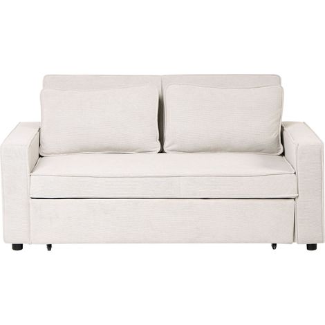 Sofa Bed Off-White Fabric with Fold Out Sleeping Function Minimalist Sofa Water-Repellent UTTELA (1/5)