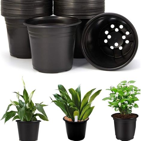 25 pots de fleurs Pots pour semis Pots pour plantes Pots de rempotage (15 x 13,2 cm Noir) (1/5)