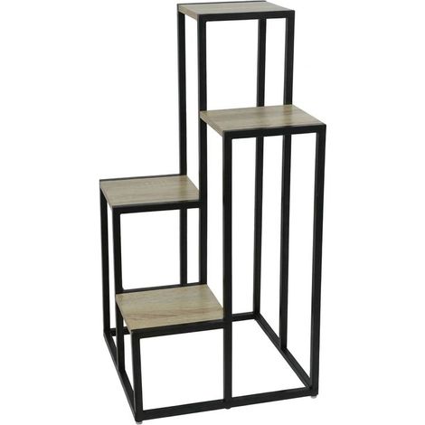 Scaffale Espositore Angolare 4 Ripiani Design Industriale Casa 34x34x68 cm