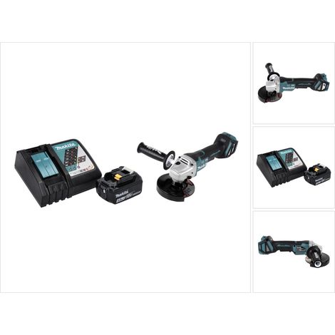 Amoladora angular sin cable Makita DGA 517 RM1 18 V 125 mm sin escobillas + 1x batería 4,0 Ah + cargador
