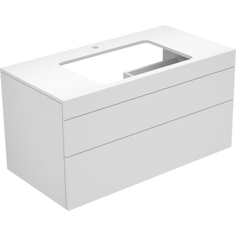 KE Waschtischunterbau Edition 400 31572, Hahnloch, weiß/Glas anthrazit satiniert (1/3)
