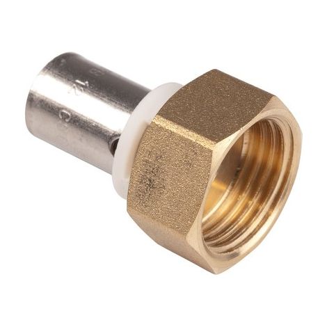 Sanitaire-Distribution – Raccord laiton à sertir droit – Écrou tournant 15x21 – Ø12 – Pour tubes PEX et PB – Raccords métalliques type radial
