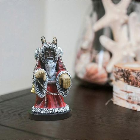 Statue de Krampus en résine pour Halloween, sculpture gothique de corne de mouton et de Père Noël, figurines décoratives pour jardin ou bureau, décoration de Noël (1/4)