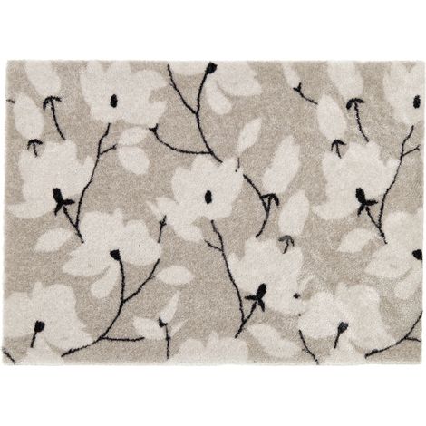 Paillasson extérieur et intérieur - 50 x 70 cm Fleurs crème (1/5)