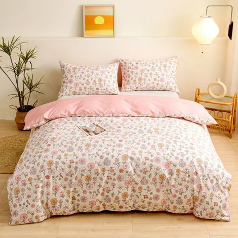 Housse De Couette - Microfibre - 220x240 cm - Pour Enfants Filles - Ensemble 3 Pièces Avec Fermeture Éclair