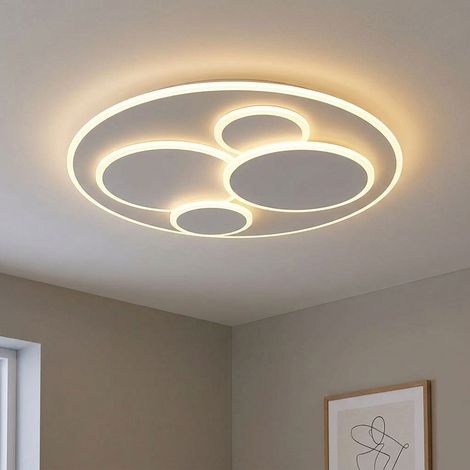 LED Deckenleuchte Deckenlampe Wohnzimmerlampe Metall sandfarben weiß matt D 49 cm (1/5)