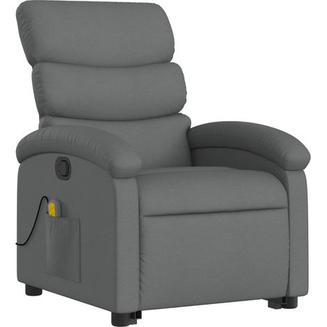 Poltrona relax TV funzione massaggio reclinabile sollevamento elettrico in tessuto grigio scuro DEC026939