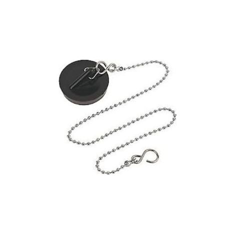 Universal Rubber Bath Plug and Chain - Bathroom Sink Plug Drain Stopper 45mm (1.3/4 Inch) with Stainless Steel S Hook Chain 450mm (18 Inch) Length