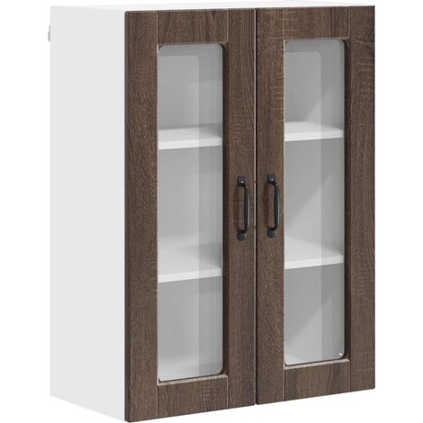 Maison Exclusive - Mobile in vetro da parete PORTO Rovere Marrone 60 x 31 x 80 cm
