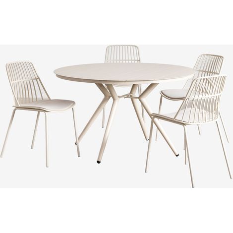 Ensemble table ronde en aluminium Valérie (Ø100 cm) et 4 chaises de jardin Maeba SKLUM Tapioca Beige (1/5)