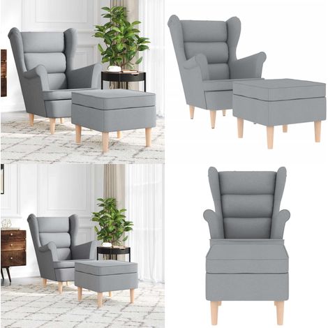 vidaXL Fauteuil avec repose-pied Gris clair Tissu