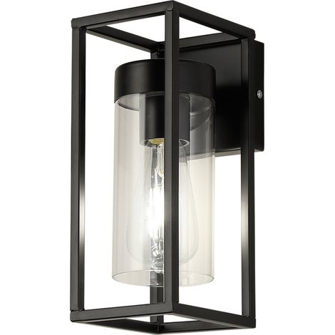 Aplique de pared exterior – E27 (bombilla reemplazable) – IP44 – Difusor transparente anti-UV – Iluminación de diseño para fachadas y terrazas (220V) (1/5)