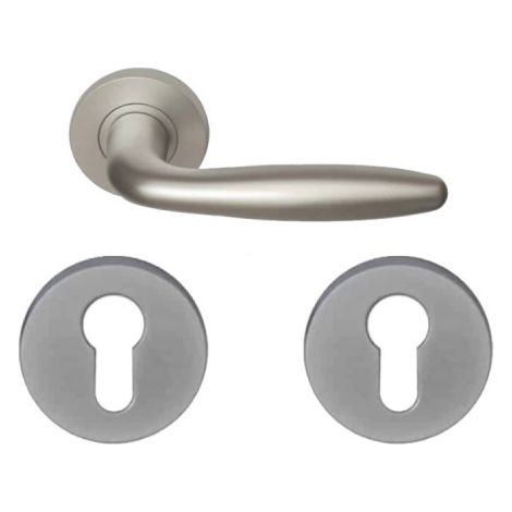 Pack Griff und Paar Rosetten Aluminium - Finish Silber