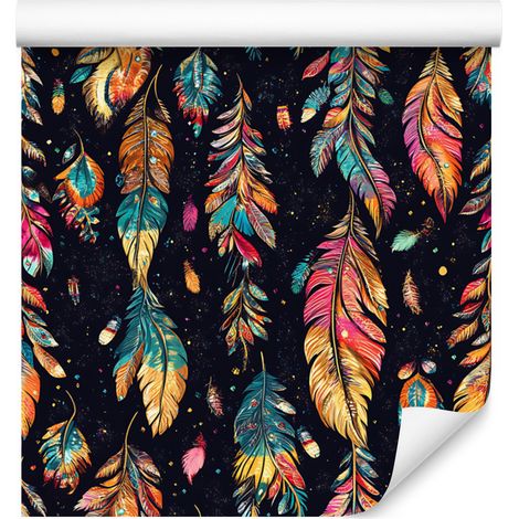 Carta da parati boho nera e blu navy per soggiorno e camera da letto 50x1000 cm (1/5)