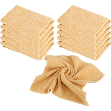 Lot de 10 serviettes en microfibre 30 x 30 cm, résistantes à l'eau, à séchage rapide et douces (kaki) (1/5)
