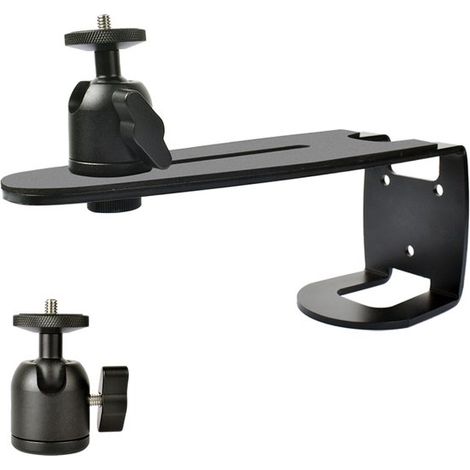 Soporte de pared negro en forma de L para proyector con rótula giratoria de 360° desmontable,capacidad de carga máxima de 5 kg (1/4)
