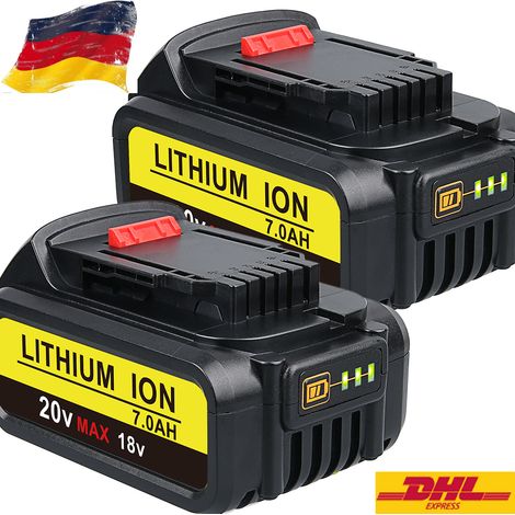 2 Stücke 7,0 Ah DCB182 Ersetzen für Dewalt 18 V Li-on Akku Pin DCB184 DCB180 DCB181 DCB182 DCB200 Elektrowerkzeuge Akku mit LED (1/5)